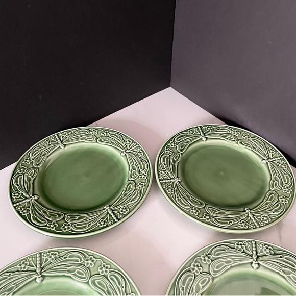 SET of 4 Dinner Plates - Green Dragonfly - Bordallo Pinheiro - Picture 6 of 8